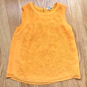 Silky sleeveless mustard yellow blouse top size S